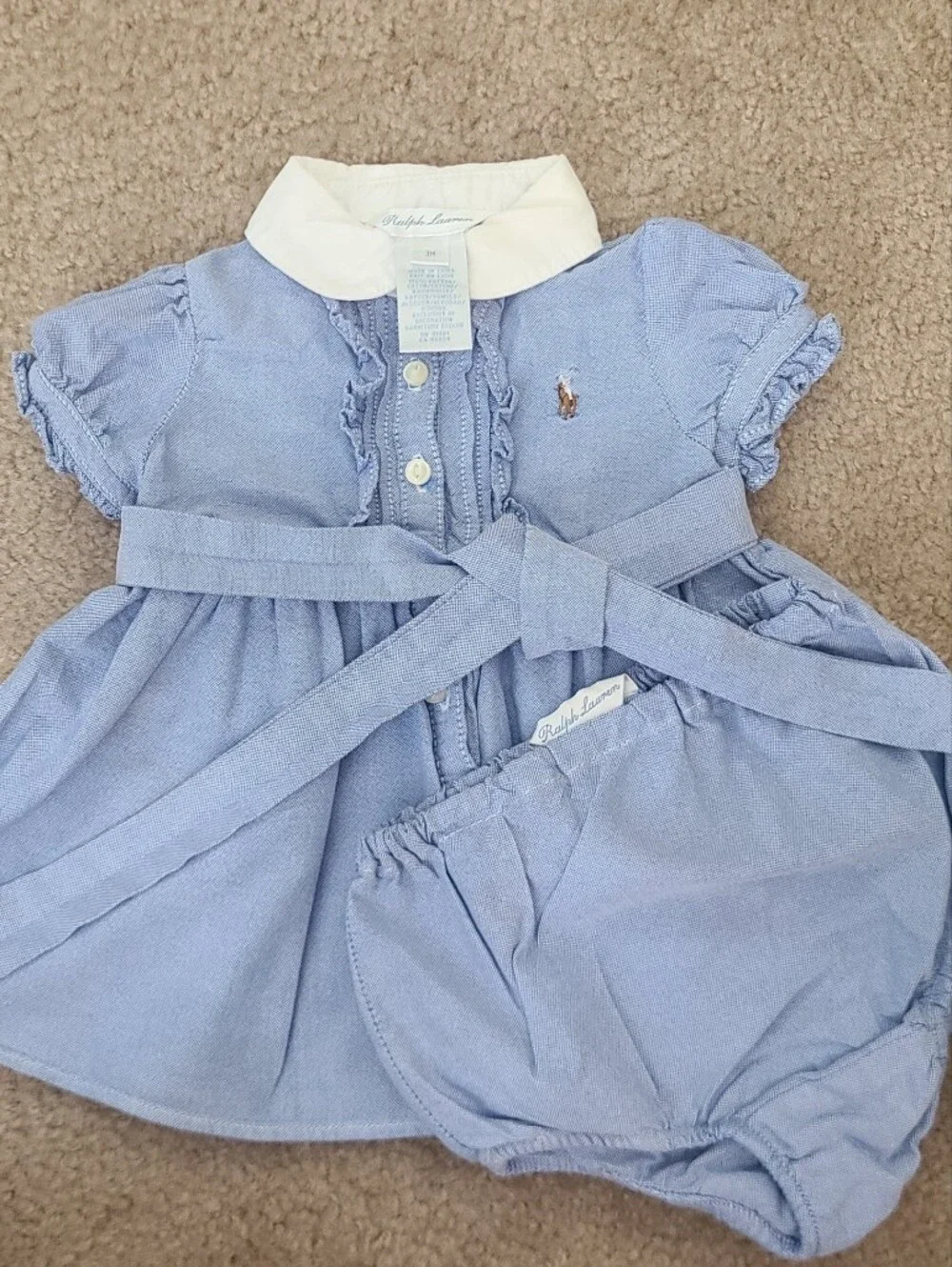 Ralph Lauren Baby Blue Polo Dress Set